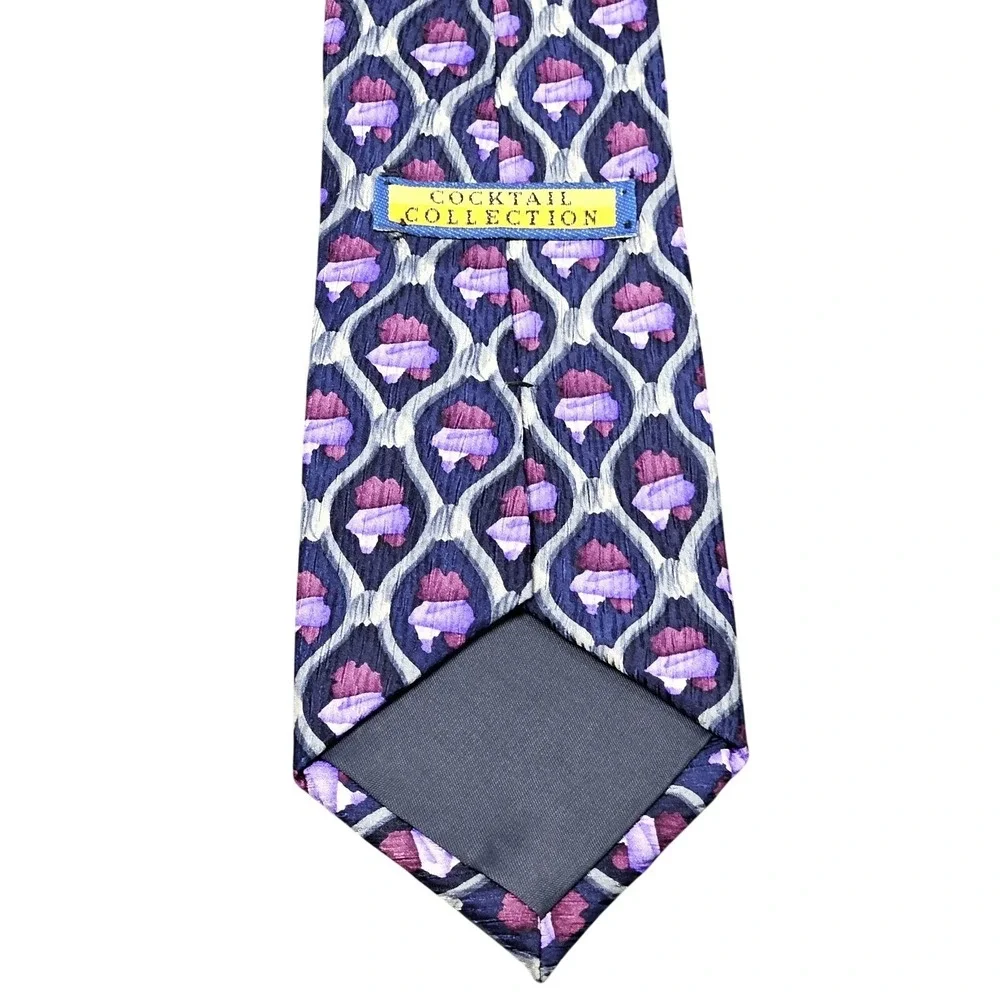 Cocktail Collection Tie Purple Geometric Abstract Silk Formal Business Office